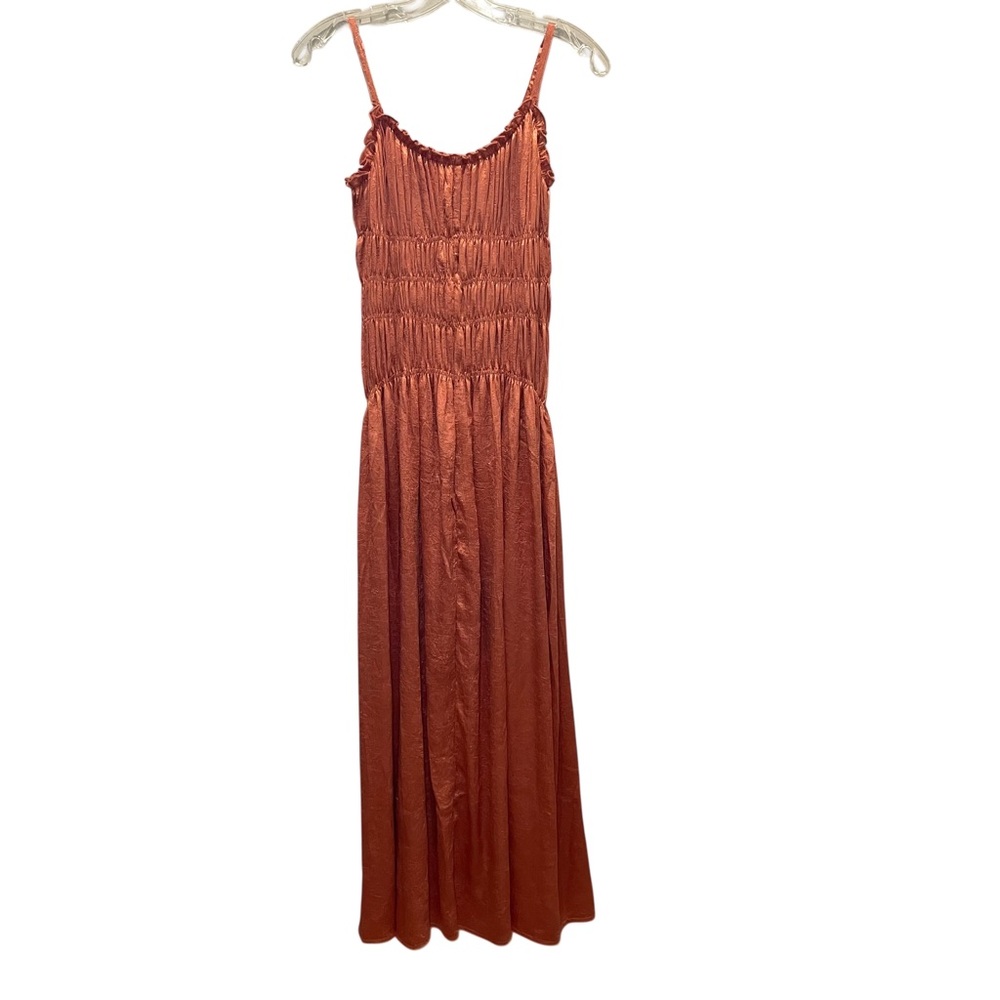 ASOS DESIGN crushed satin smocked bodice maxi dress in copper women’s Size 4 - Picture 4 of 9